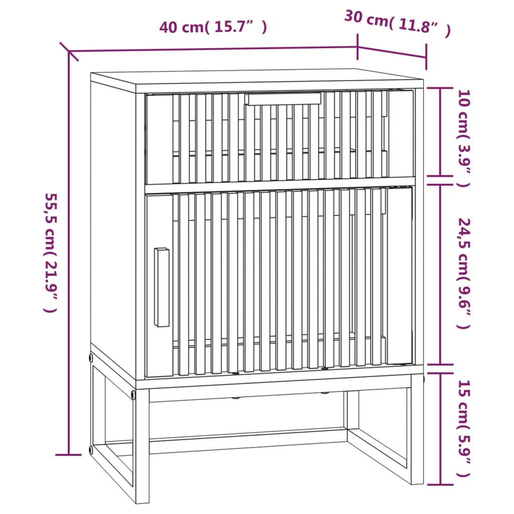 sengeborde 2 stk. 40x30x55,5 cm konstrueret træ og jern hvid