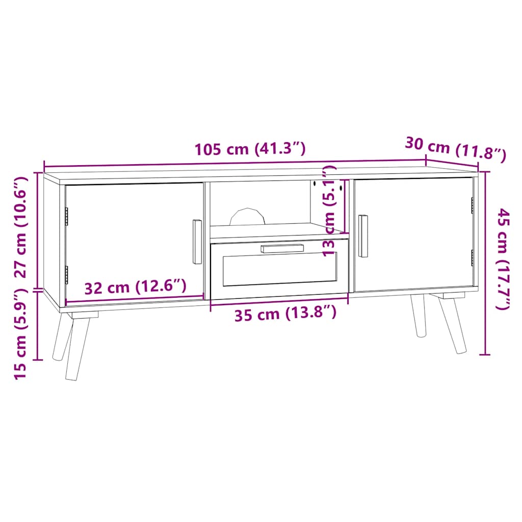 tv-bord med låger 105x30x45 cm konstrueret træ