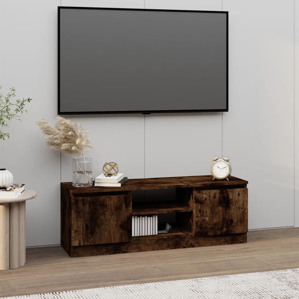 tv-bord med låge 102x30x36 cm røget egetræsfarve