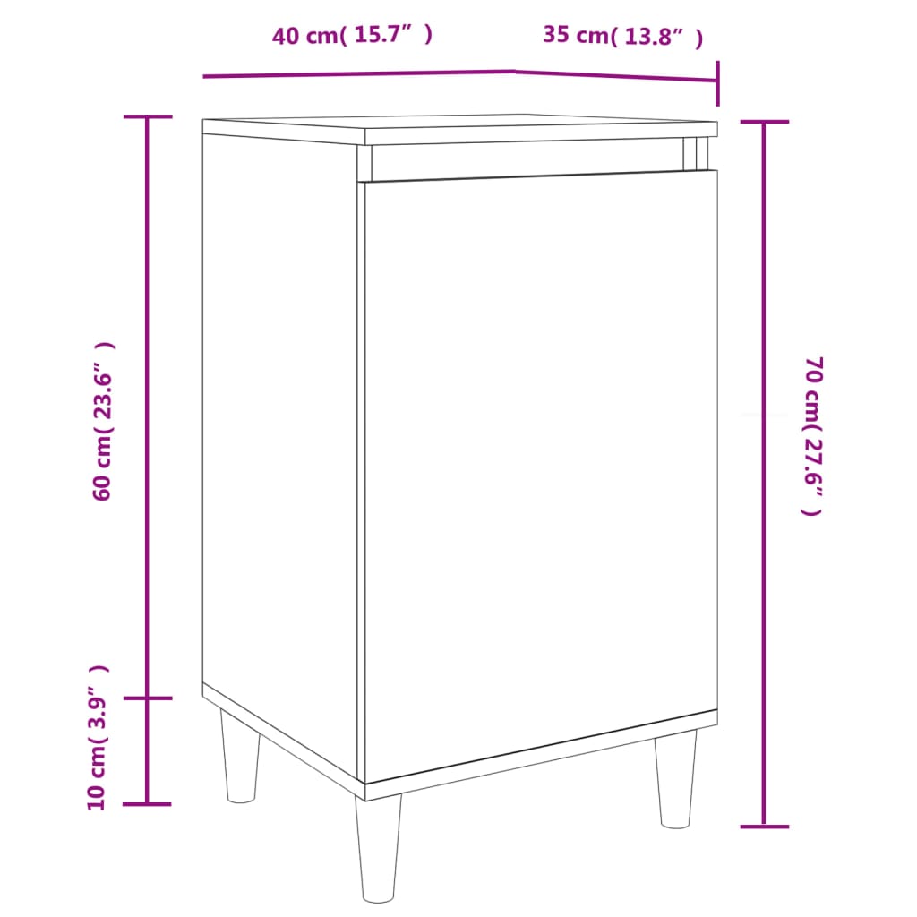 sengebord 40x35x70 cm konstrueret træ hvid