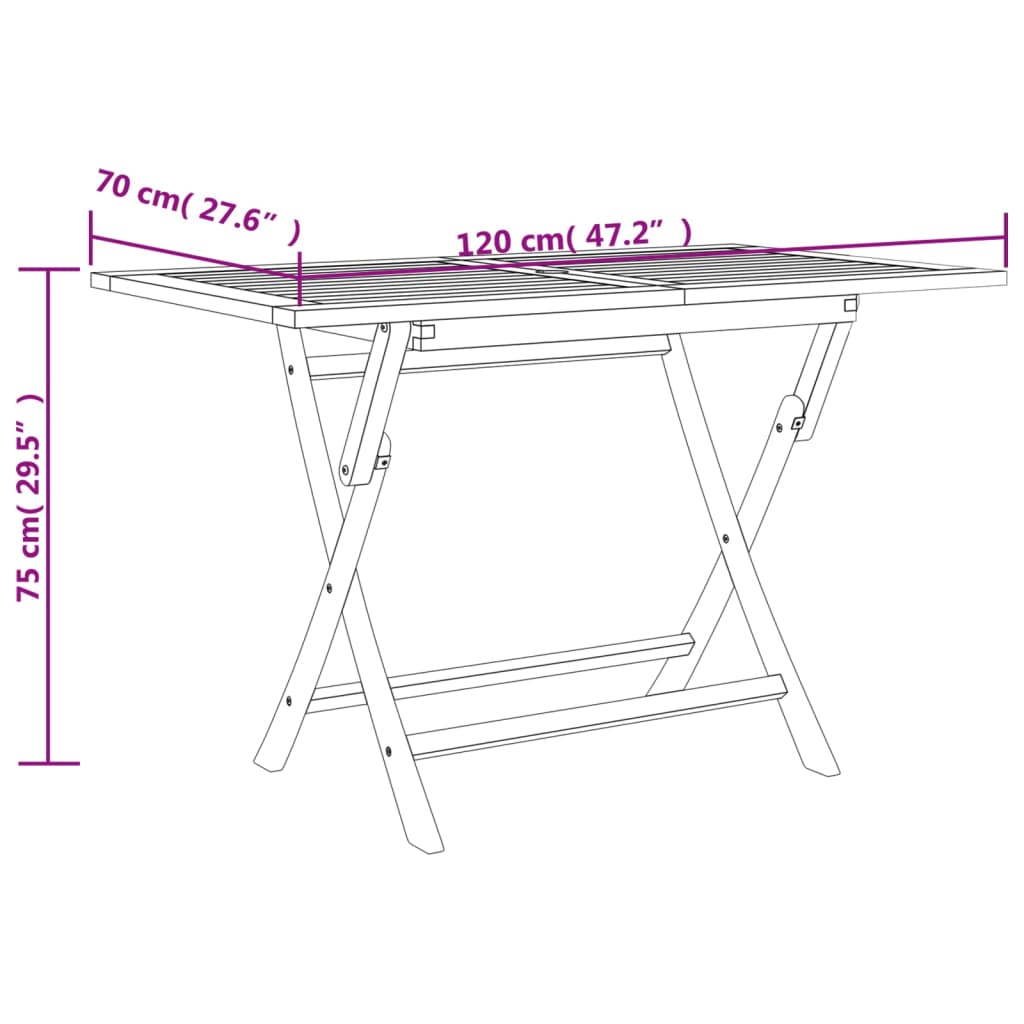 foldbart havebord 120x70x75 cm massivt teaktræ grå