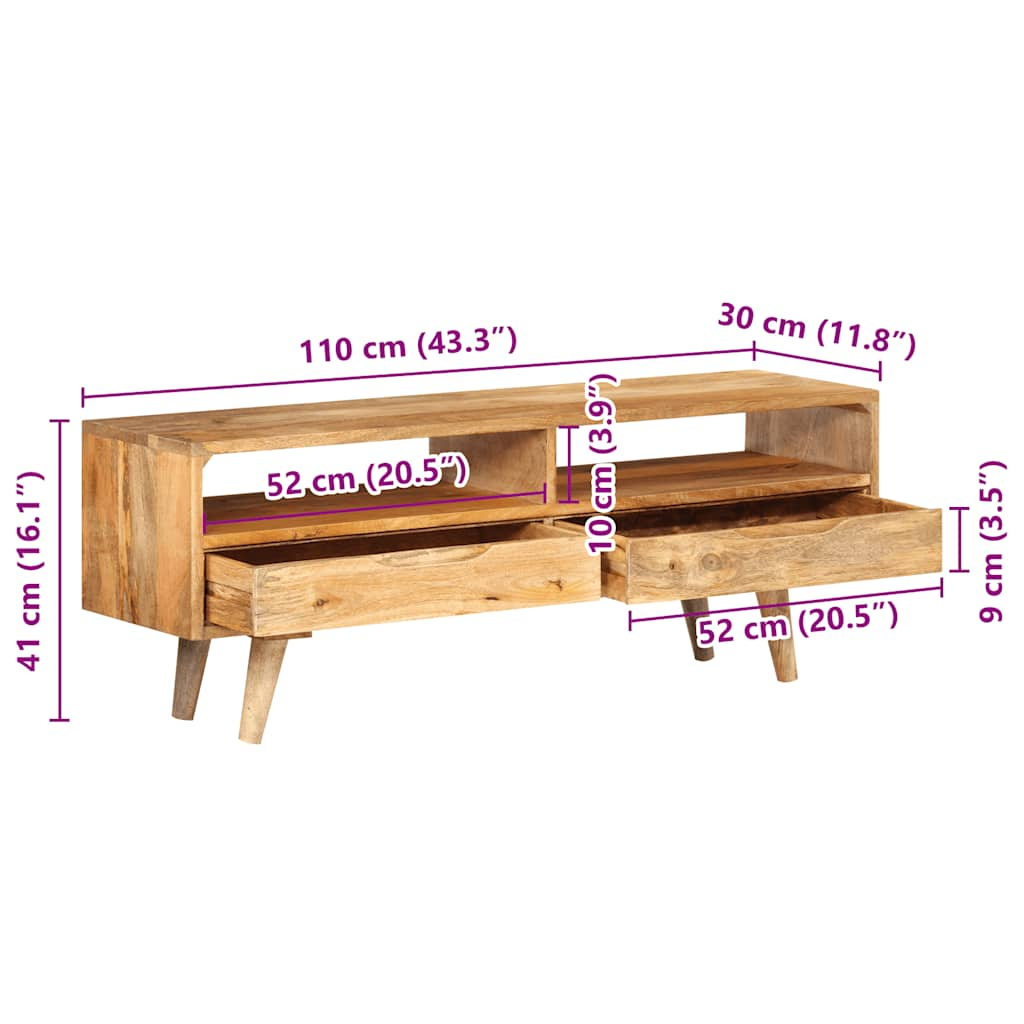 tv-bord 110x30x41 cm massivt mangotræ