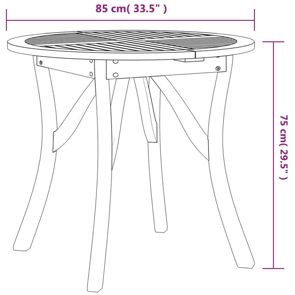 havebord Ø85 cm massivt akacietræ