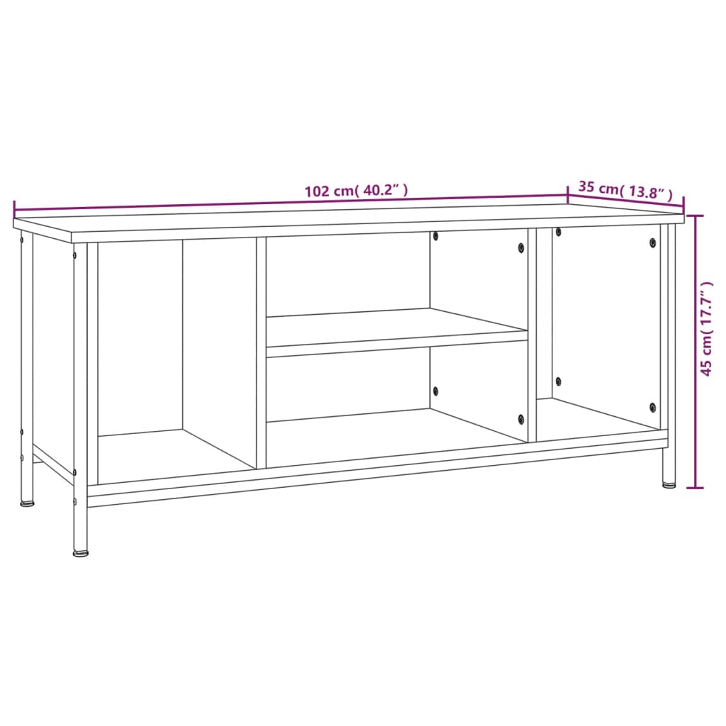 tv-bord 102x35x45 cm konstrueret træ sort