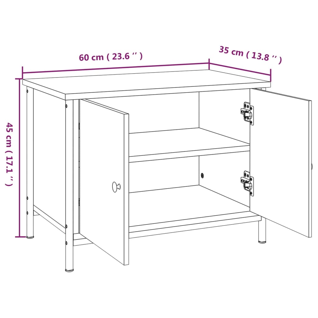 tv-bord med låger 60x35x45 cm konstrueret træ sort