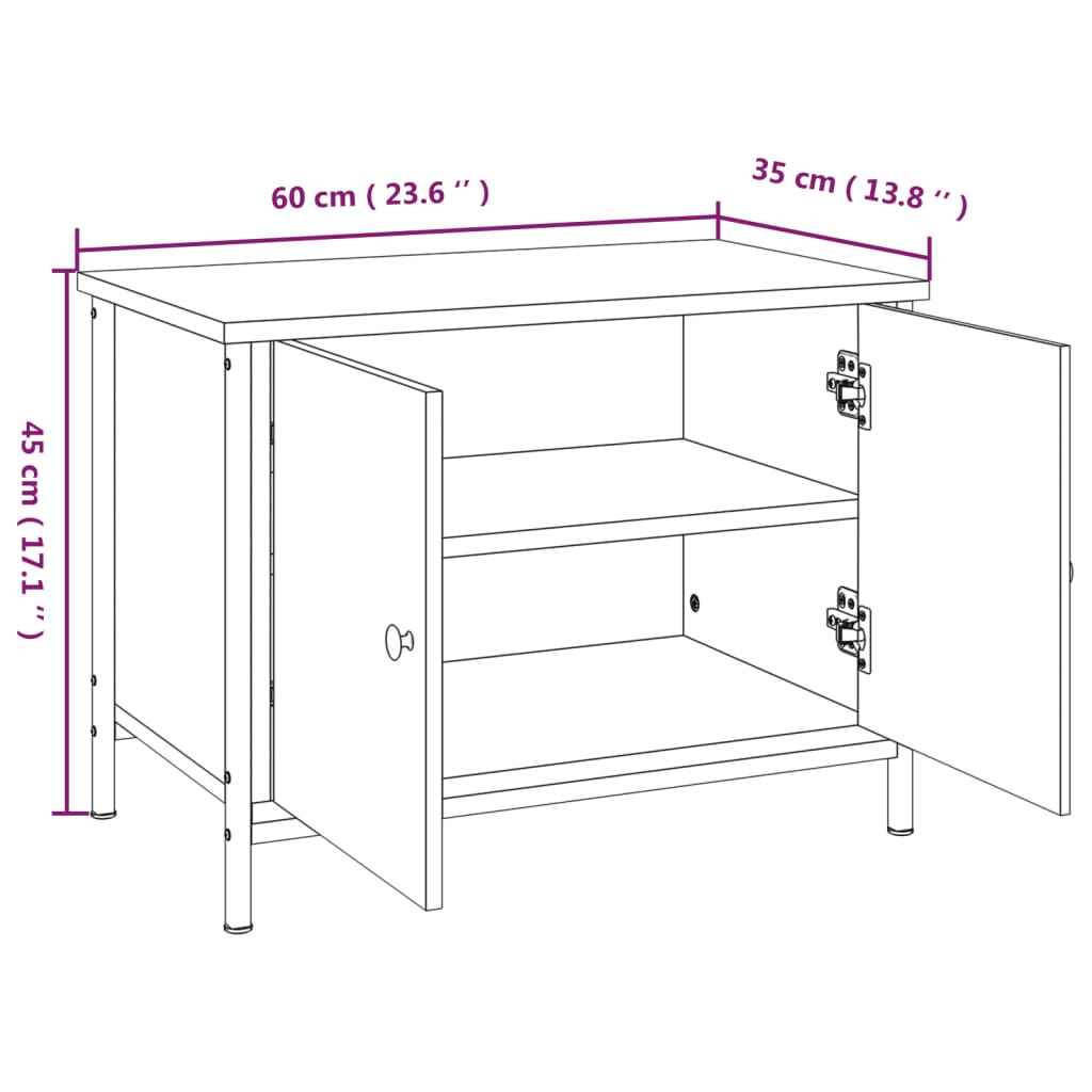 tv-bord med låger 60x35x45 cm konstrueret træ brun egetræsfarve