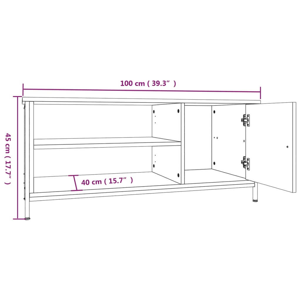 tv-bord 100x40x45 cm konstrueret træ røget egetræsfarve