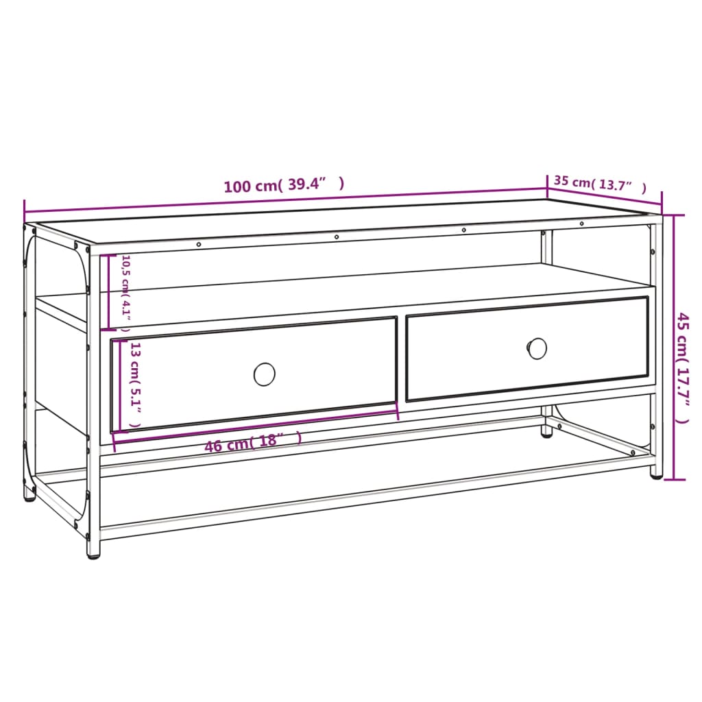 tv-bord 100x35x45 cm konstrueret træ sort