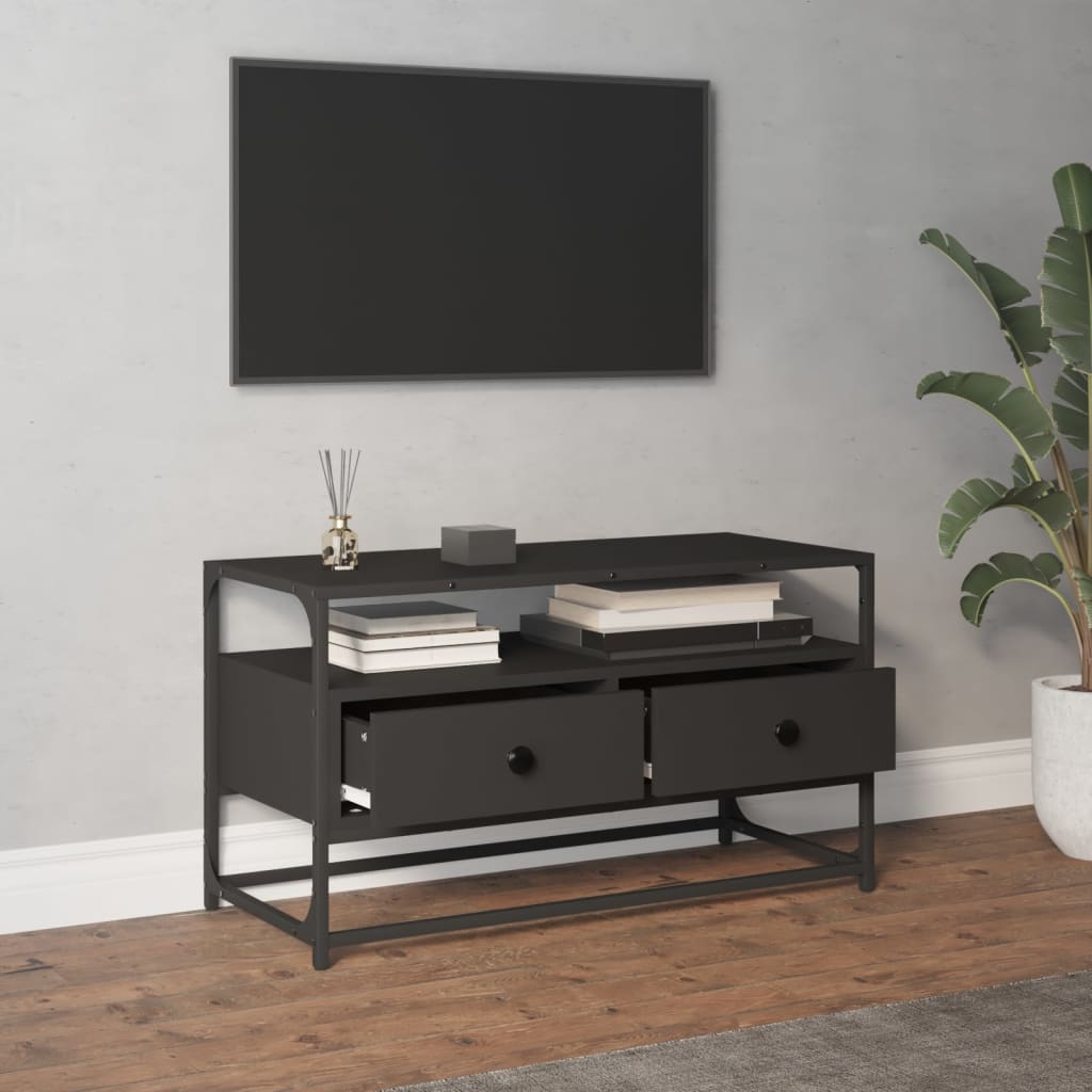 tv-bord 80x35x45 cm konstrueret træ sort