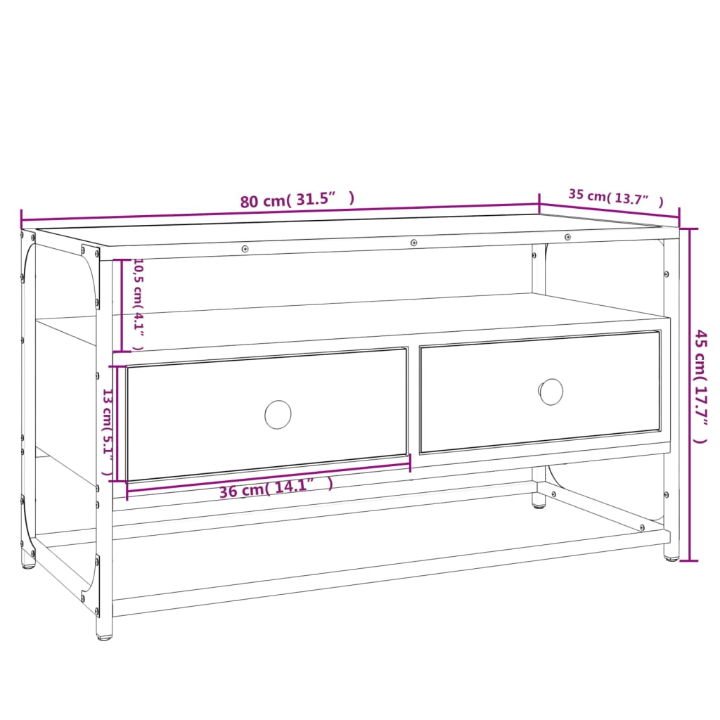 tv-bord 80x35x45 cm konstrueret træ sort