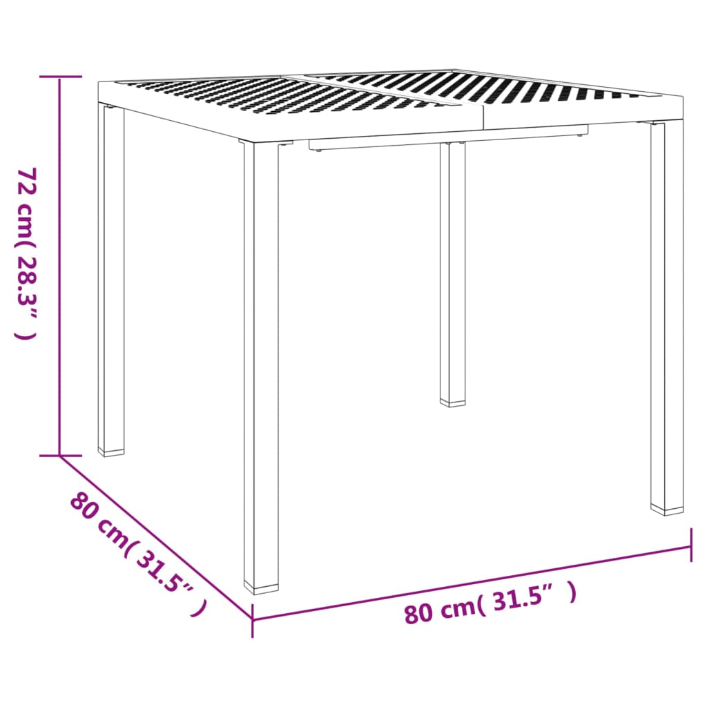 havebord 80x80x72 cm stål antracitgrå