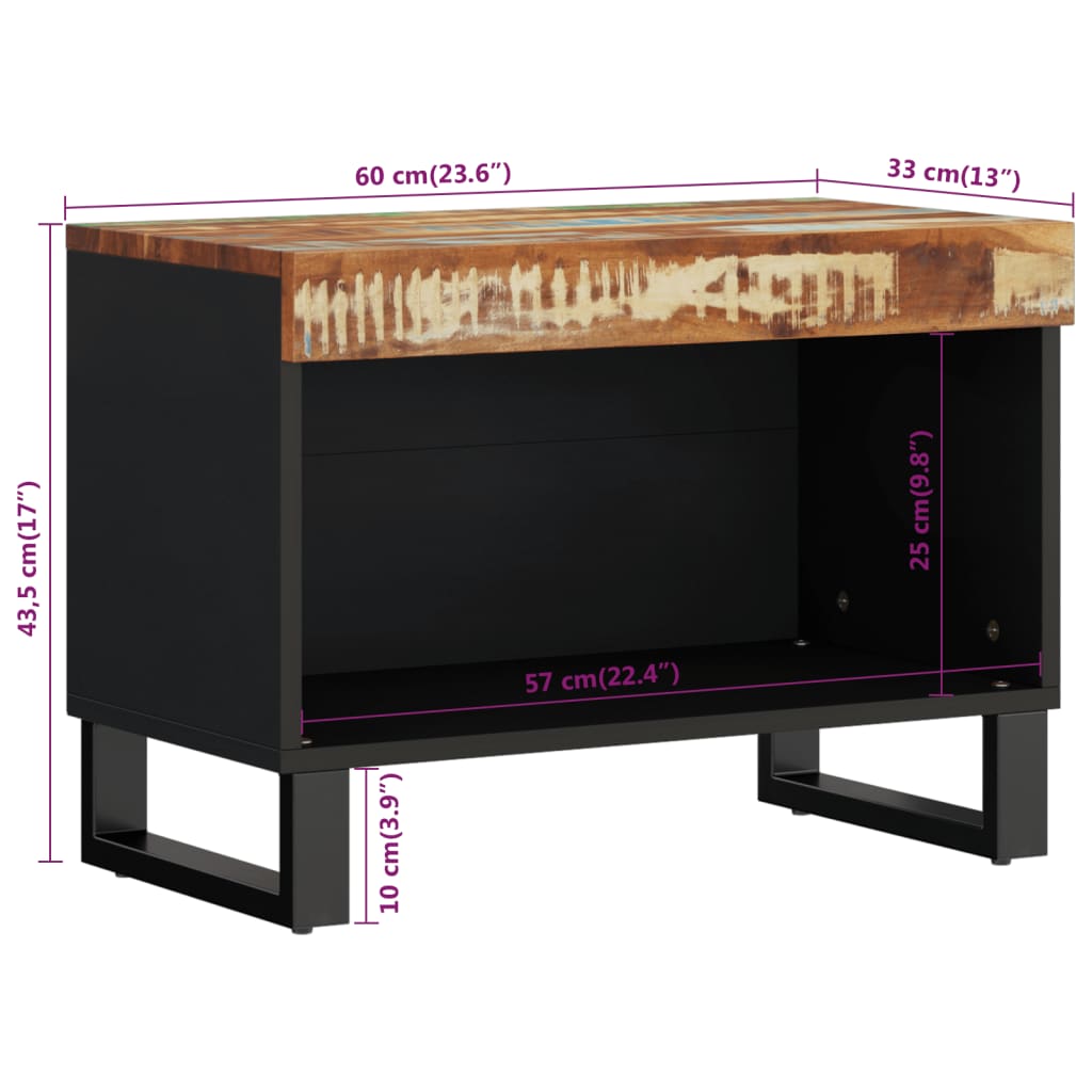 tv-bord 60x33x43,5 cm massivt genbrugstræ