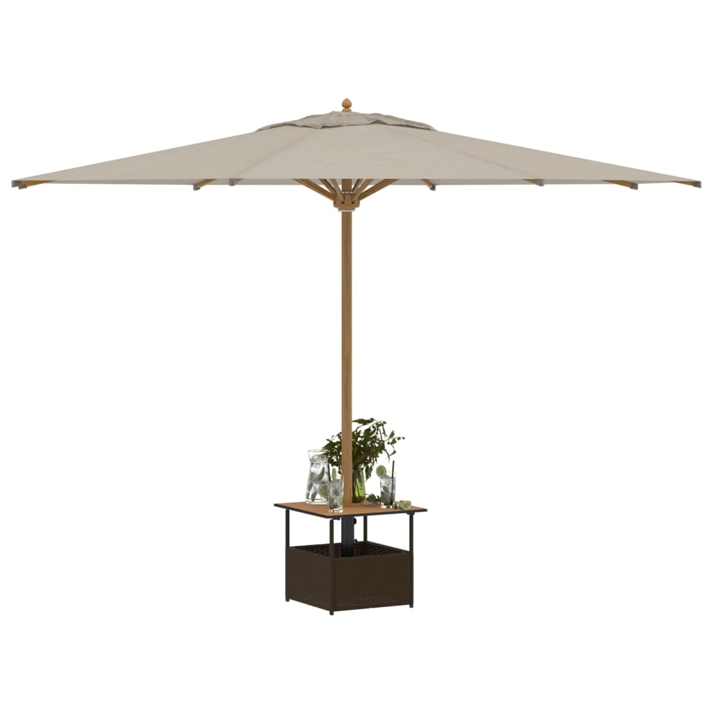 havebord med parasolhul 55x55x46,5 cm polyrattan brun