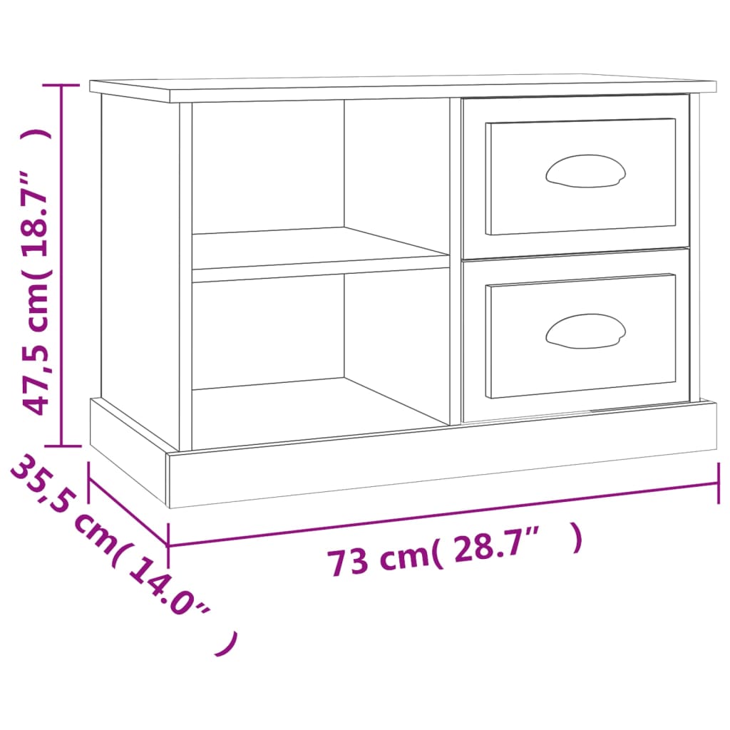 tv-bord 73x35,5x47,5 cm konstrueret træ hvid