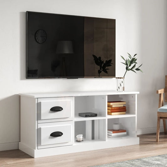 tv-bord 102x35,5x47,5 cm konstrueret træ hvid højglans