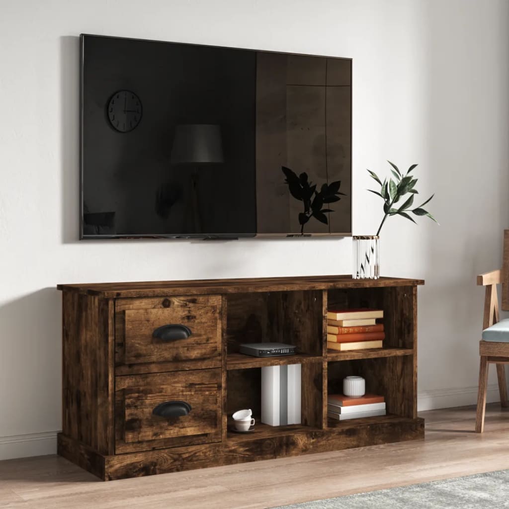 tv-bord 102x35,5x47,5 cm konstrueret træ røget egetræsfarve