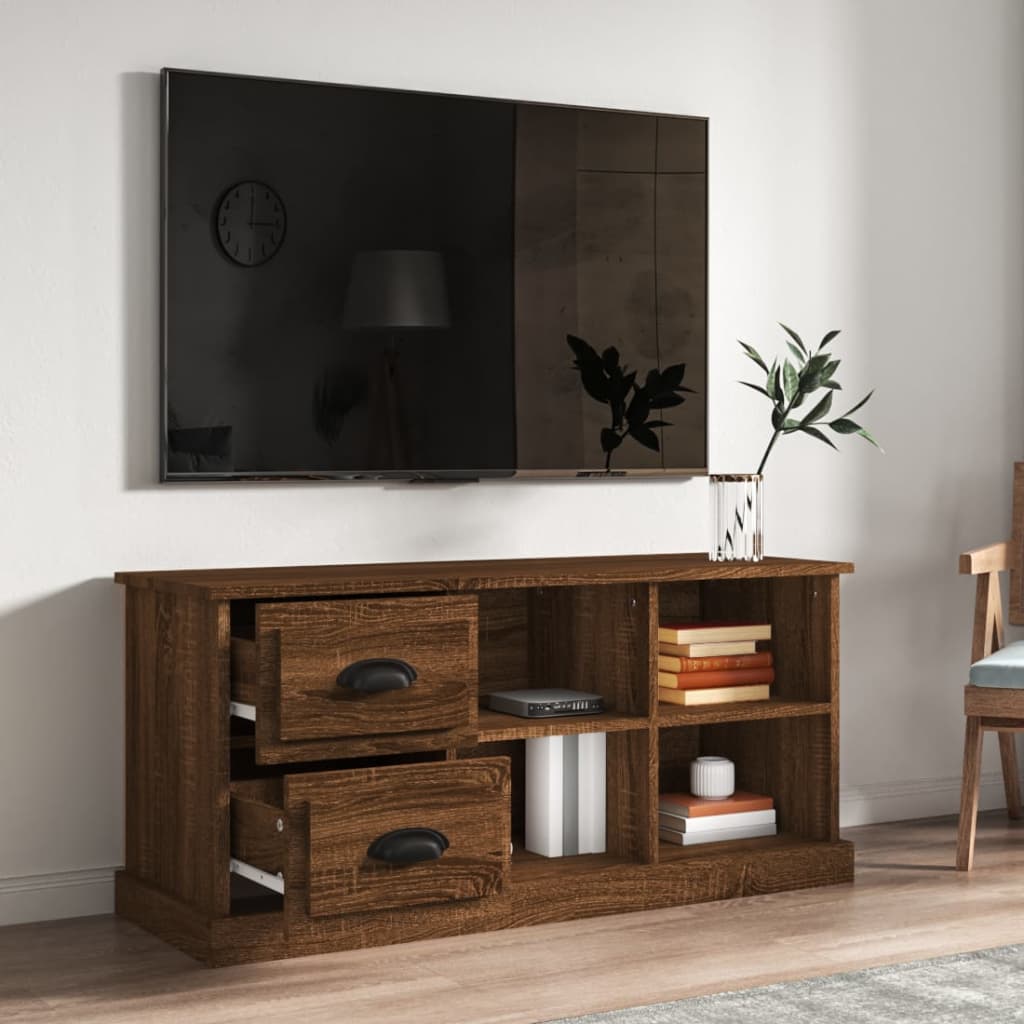 tv-bord 102x35,5x47,5 cm konstrueret træ brun egetræsfarve