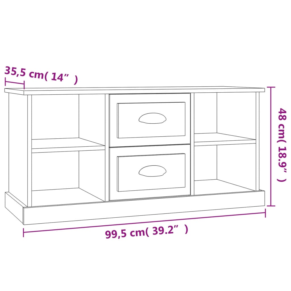 tv-bord 99,5x35,5x48 cm konstrueret træ hvid