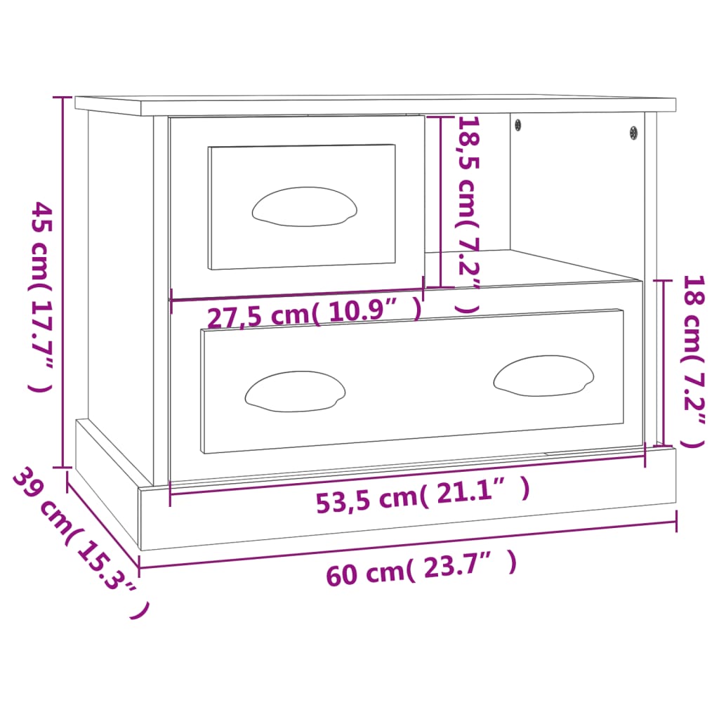 sengebord 60x39x45 cm hvid