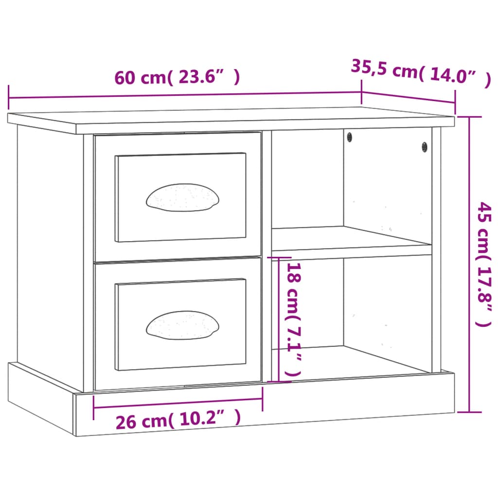 sengebord 60x35,5x45 cm hvid