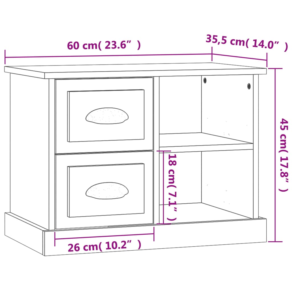 sengebord 60x35,5x45 cm sort