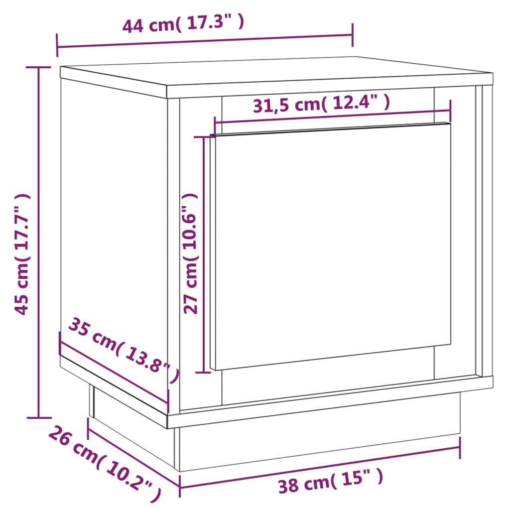 sengeborde 2 stk. 44x35x45 cm konstrueret træ hvid