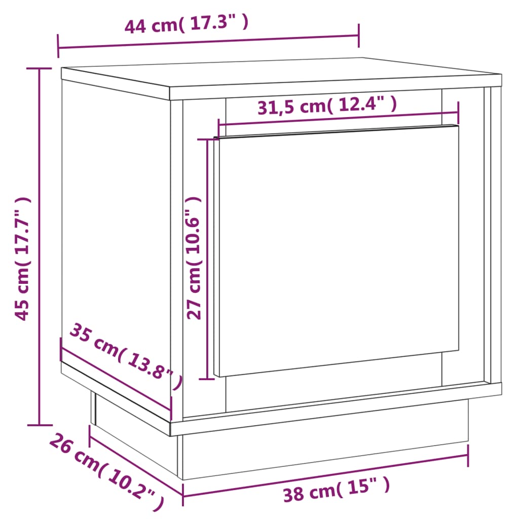 sengeborde 2 stk. 44x35x45 cm konstrueret træ sonoma-eg