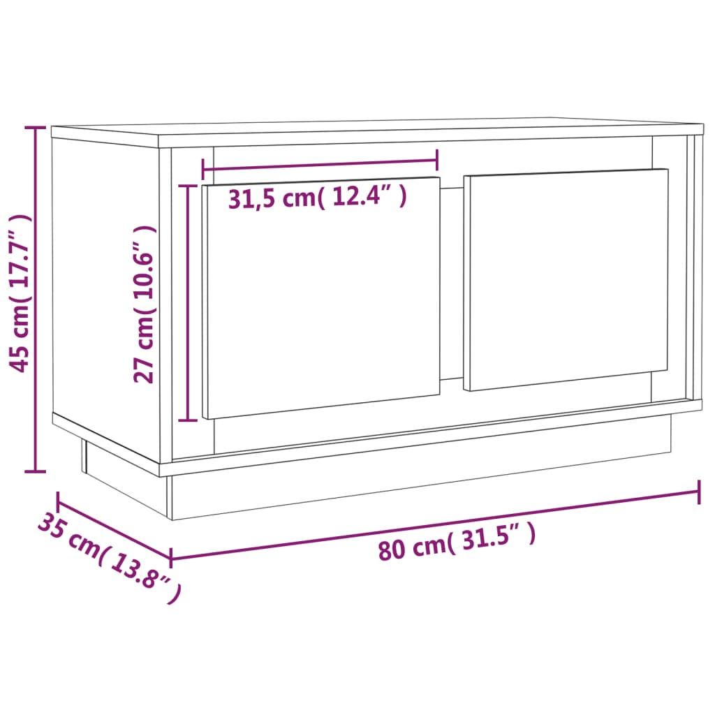 tv-bord 80x35x45 cm konstrueret træ hvid