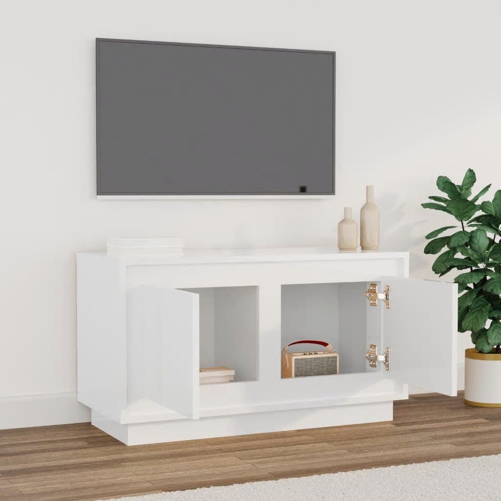 tv-bord 80x35x45 cm konstrueret træ hvid højglans