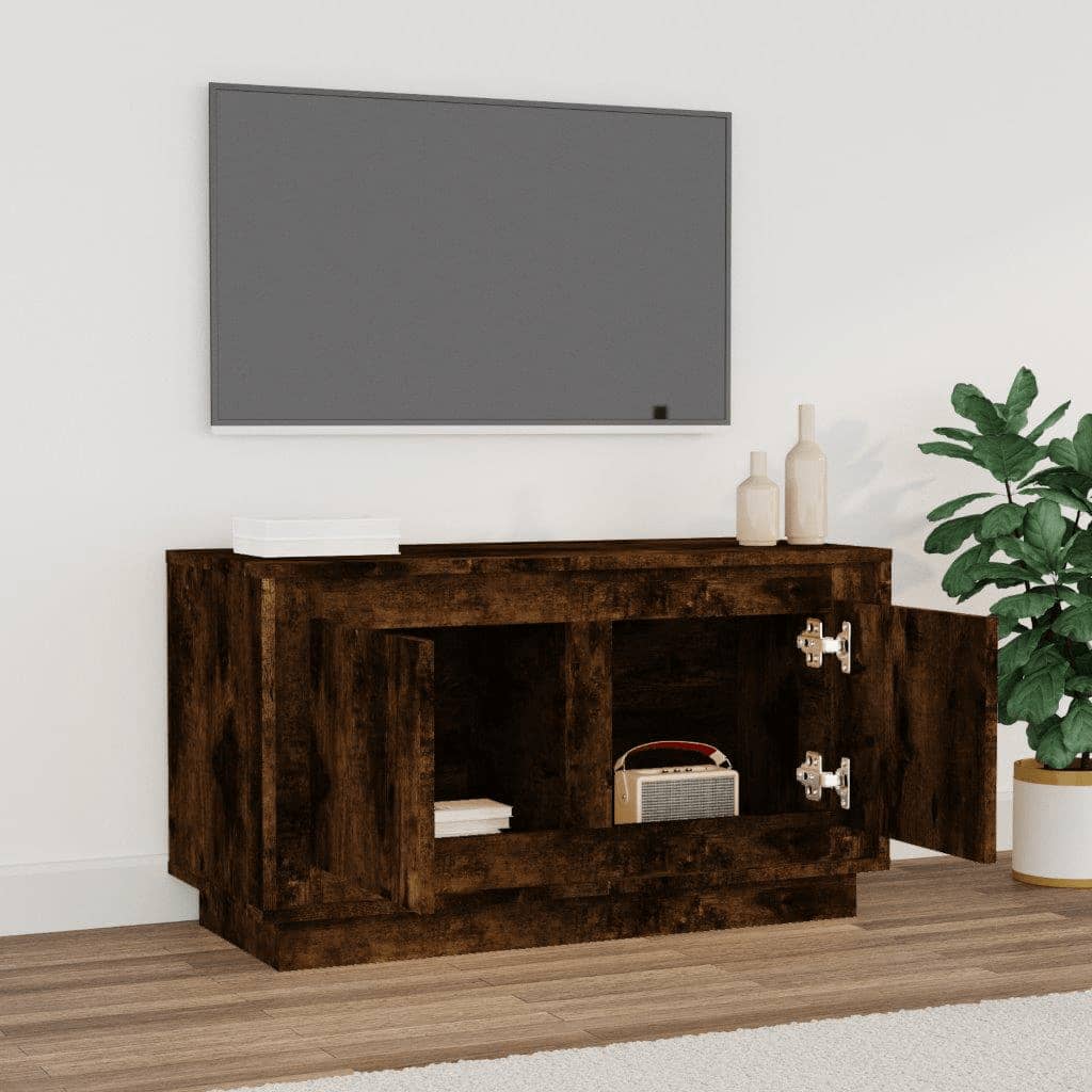 tv-bord 80x35x45 cm konstrueret træ røget egetræsfarve