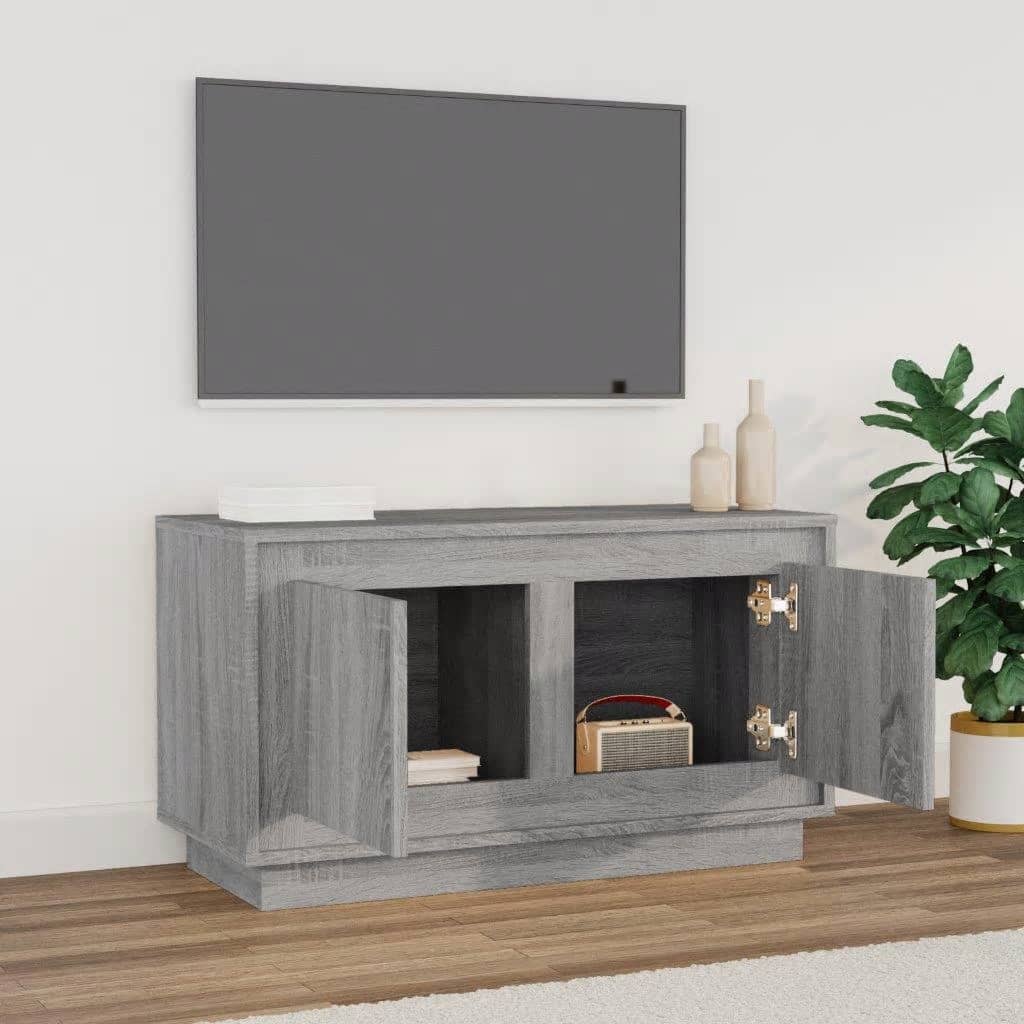 tv-bord 80x35x45 cm konstrueret træ grå sonoma-eg