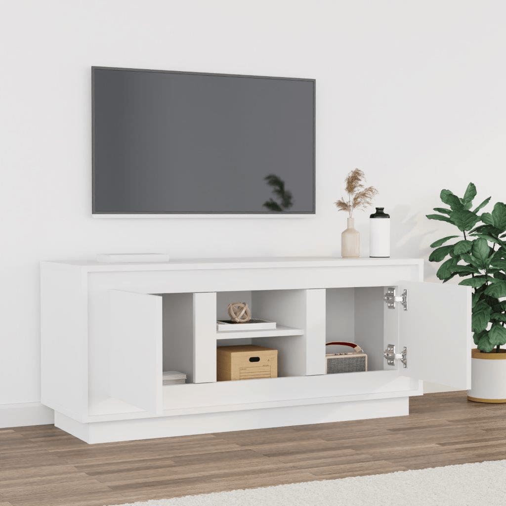 tv-bord 102x35x45 cm konstrueret træ hvid