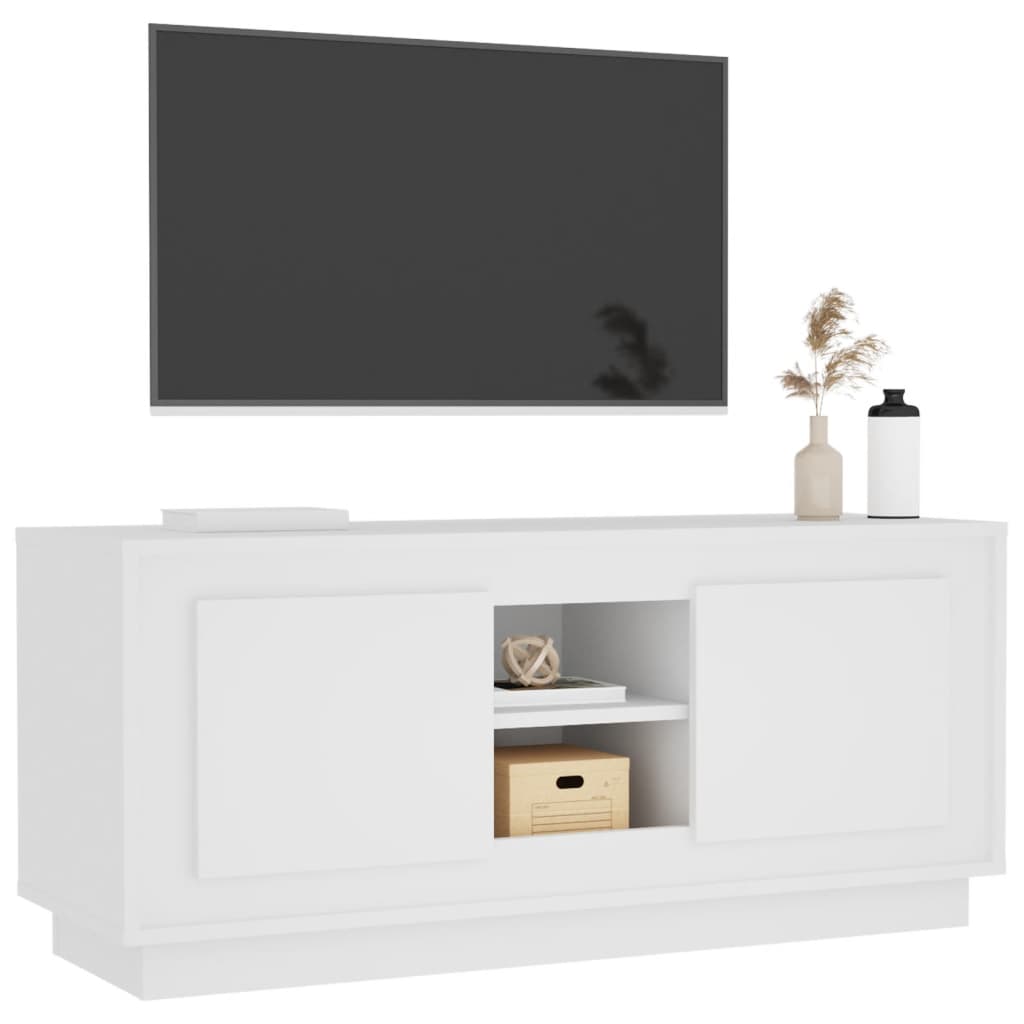 tv-bord 102x35x45 cm konstrueret træ hvid