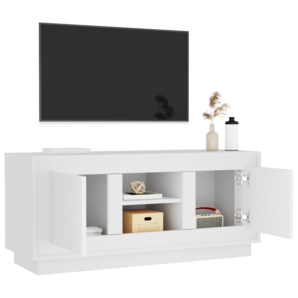 tv-bord 102x35x45 cm konstrueret træ hvid