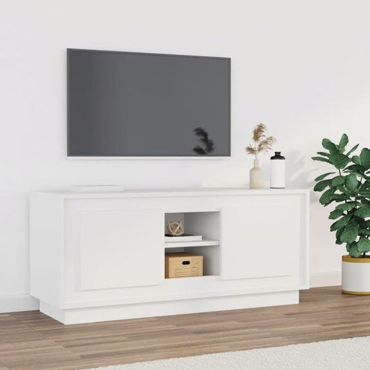 tv-bord 102x35x45 cm konstrueret træ hvid