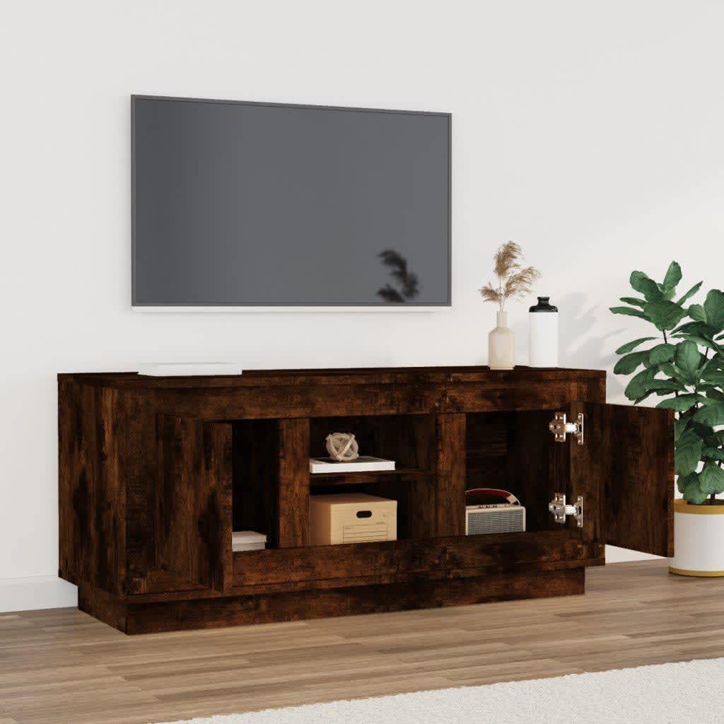 tv-bord 102x35x45 cm konstrueret træ røget egetræsfarve