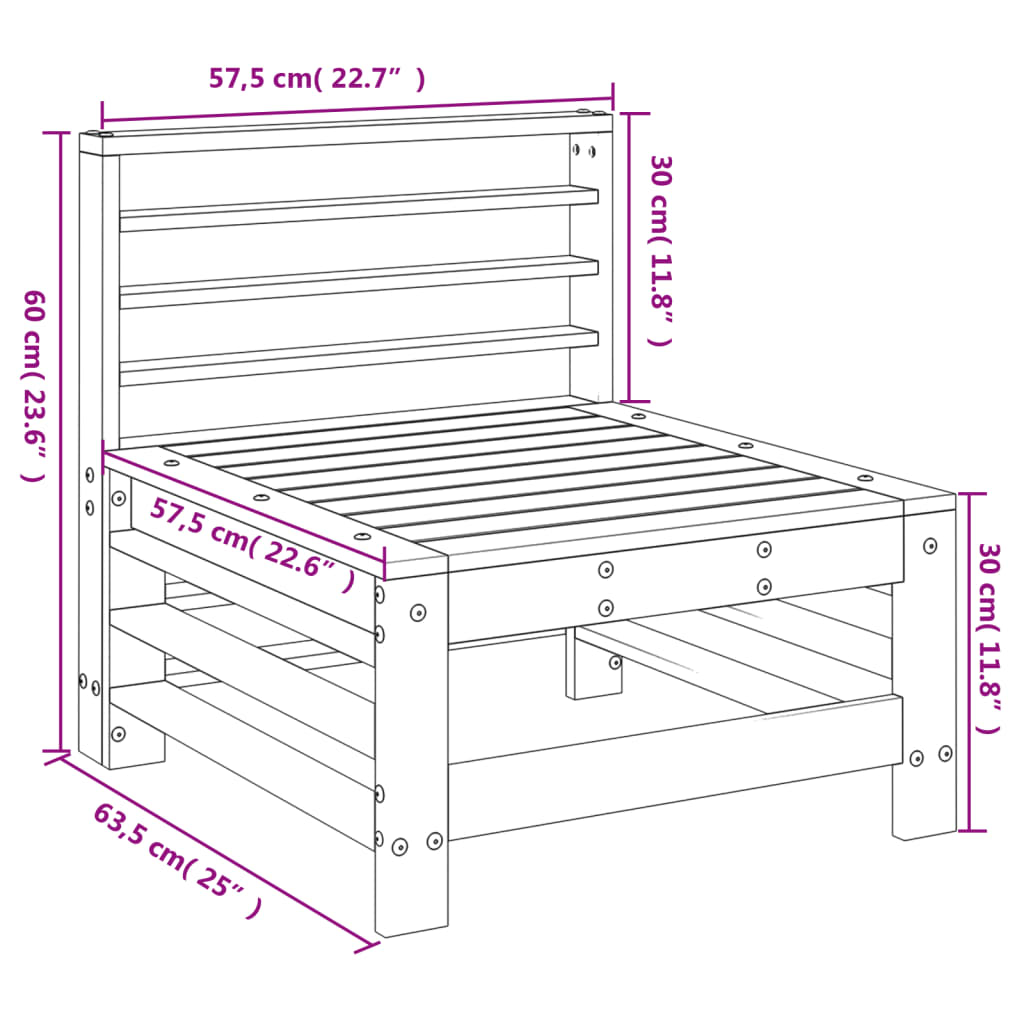 midtermodul til sofa massivt fyrretræ gyldenbrun