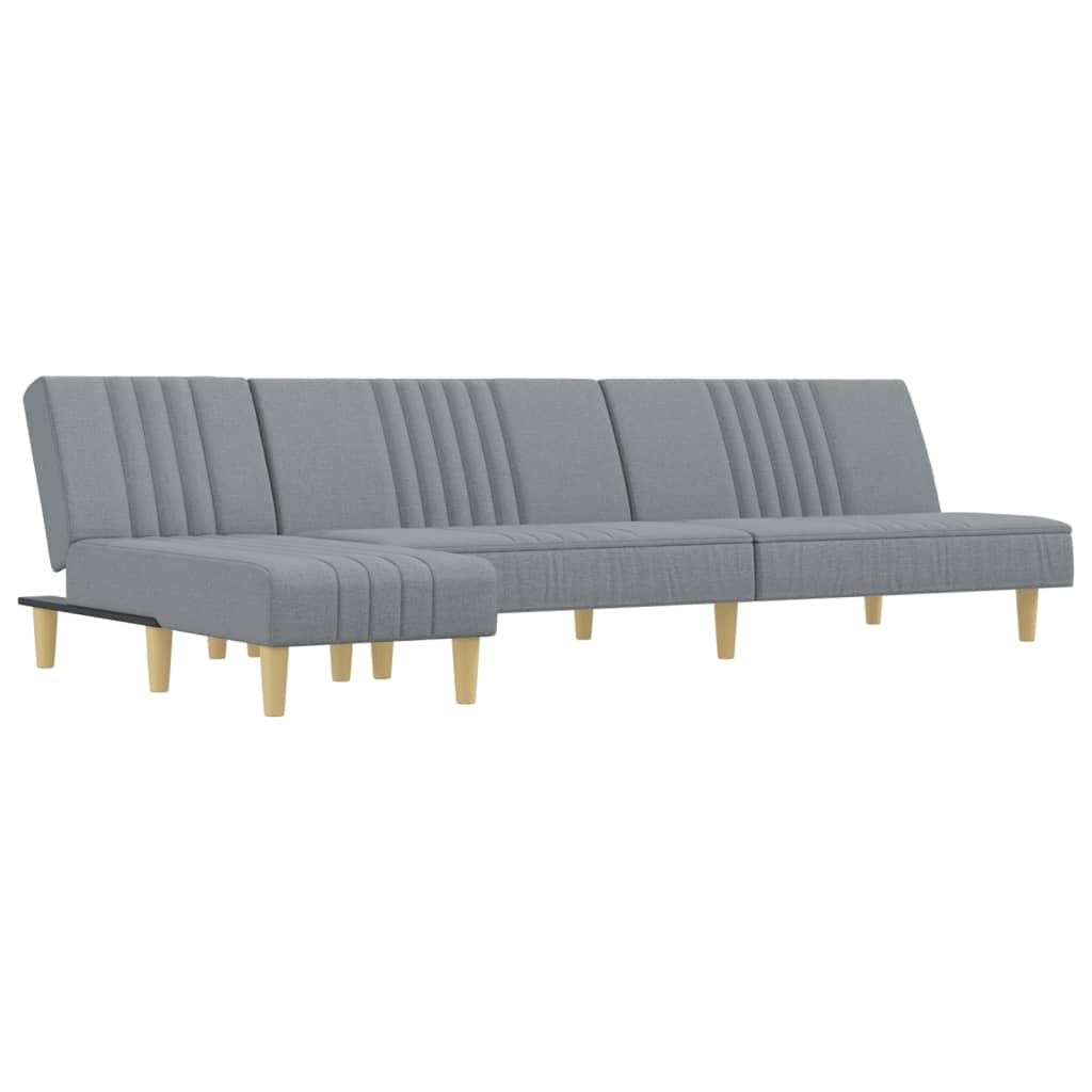 L-formet sovesofa 255x140x70 cm stof lysegrå