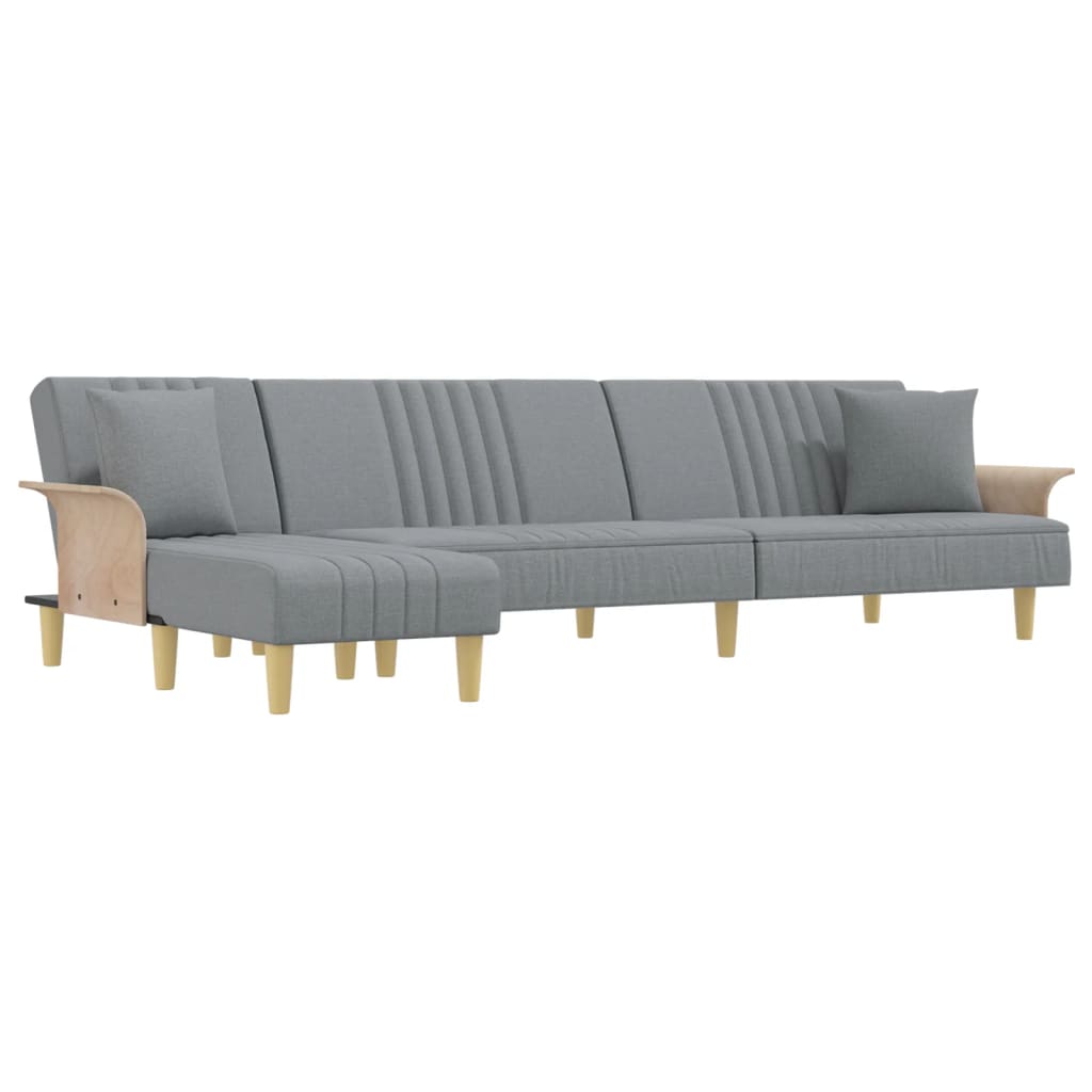 L-formet sovesofa 279x140x70 cm velour lysegrå