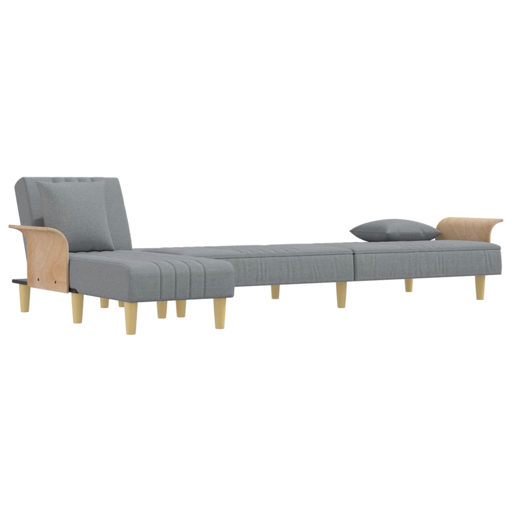 L-formet sovesofa 279x140x70 cm velour lysegrå