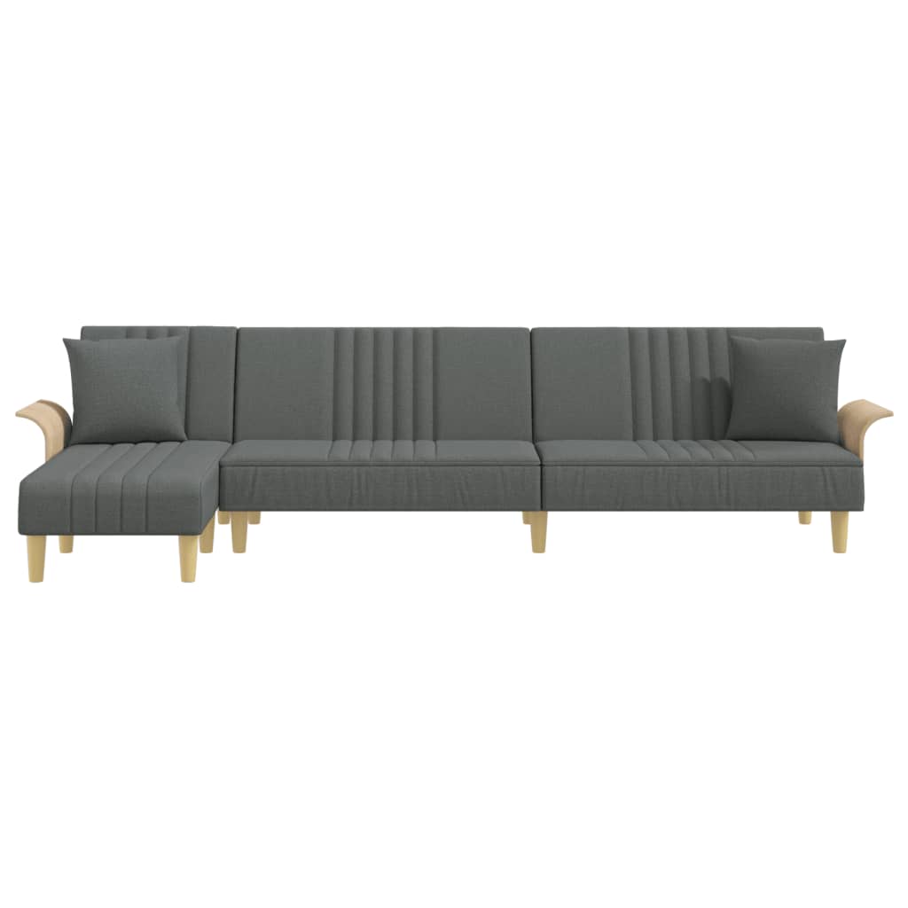 L-formet sovesofa 279x140x70 cm stof mørkegrå