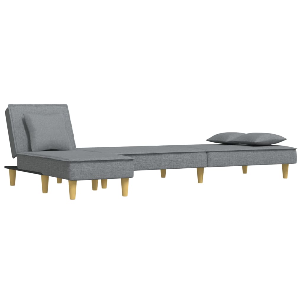 L-formet sovesofa 255x140x70 cm stof lysegrå