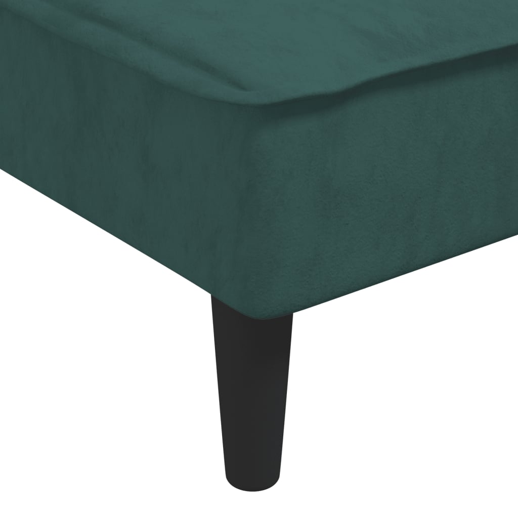 L-formet sovesofa 255x140x70 cm velour mørkegrøn