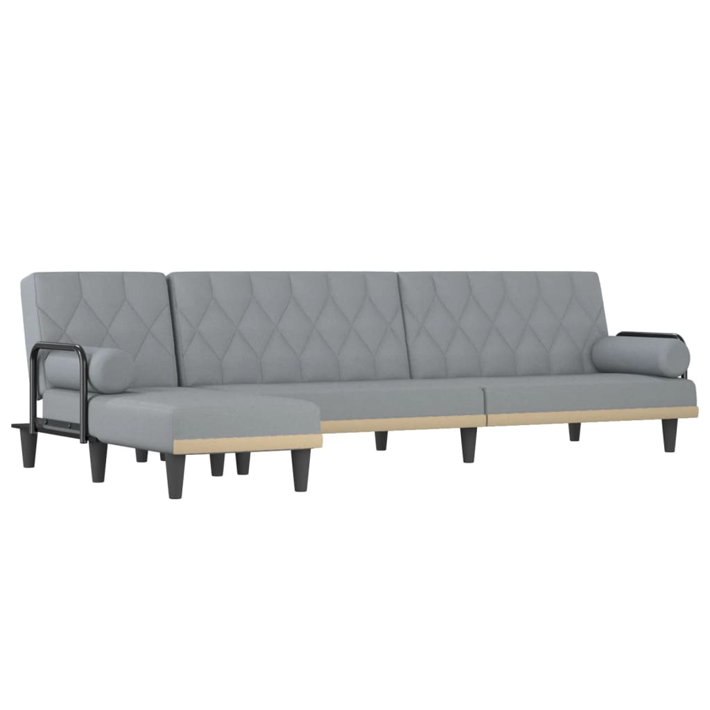 L-formet sovesofa 260x140x70 cm stof lysegrå