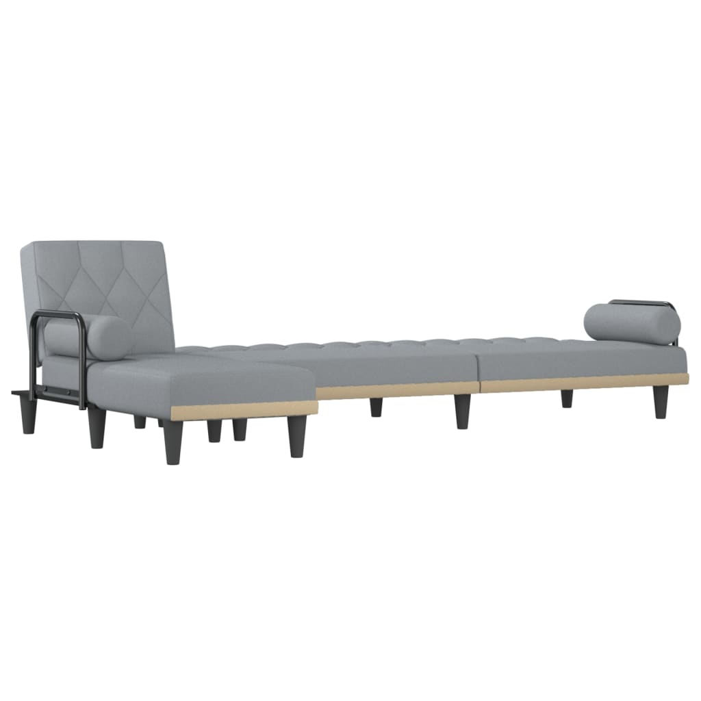 L-formet sovesofa 260x140x70 cm stof lysegrå