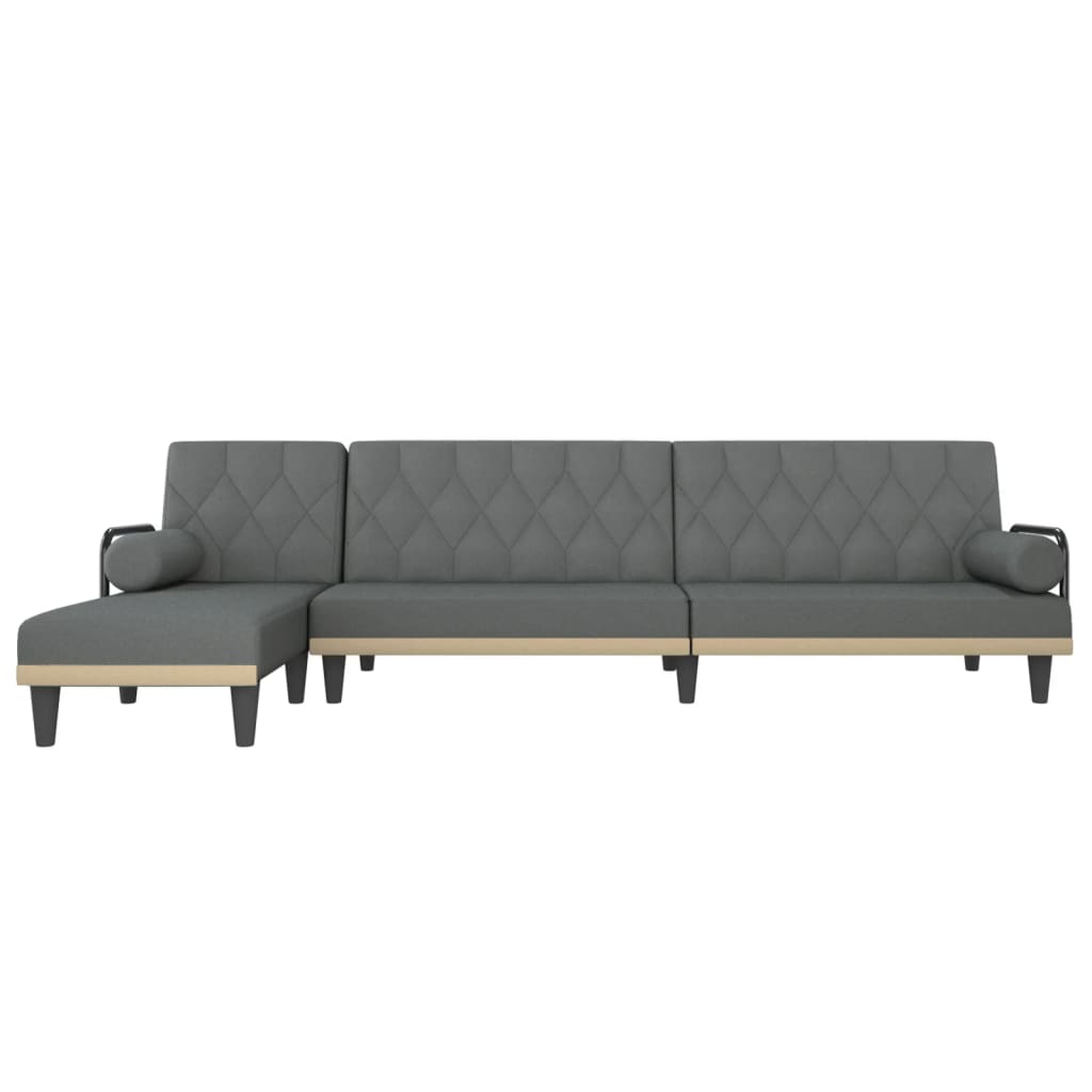 L-formet sovesofa 260x140x70 cm stof mørkegrå