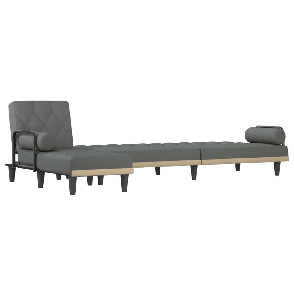 L-formet sovesofa 260x140x70 cm stof mørkegrå