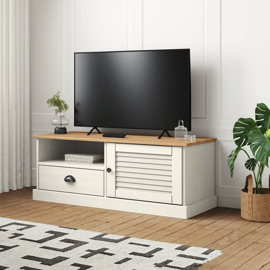 tv-bord VIGO 106x40x40 cm massivt fyrretræ hvid