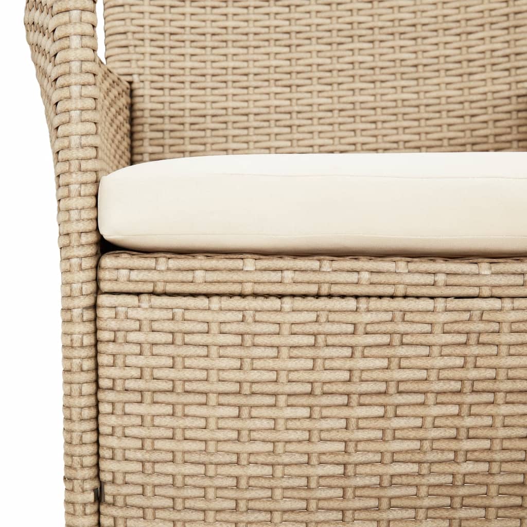 spisebordssæt til haven 3 dele med hynder polyrattan beige