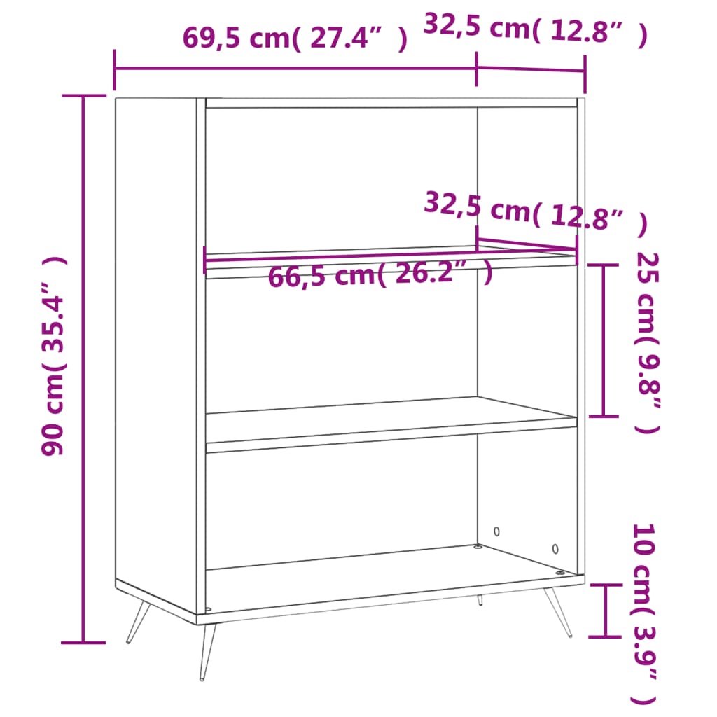 skab 69,5x32,5x90 cm konstrueret træ sort